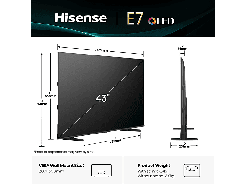HISENSE 43E71Q QLED 43" Ultra HD 4K (2025)