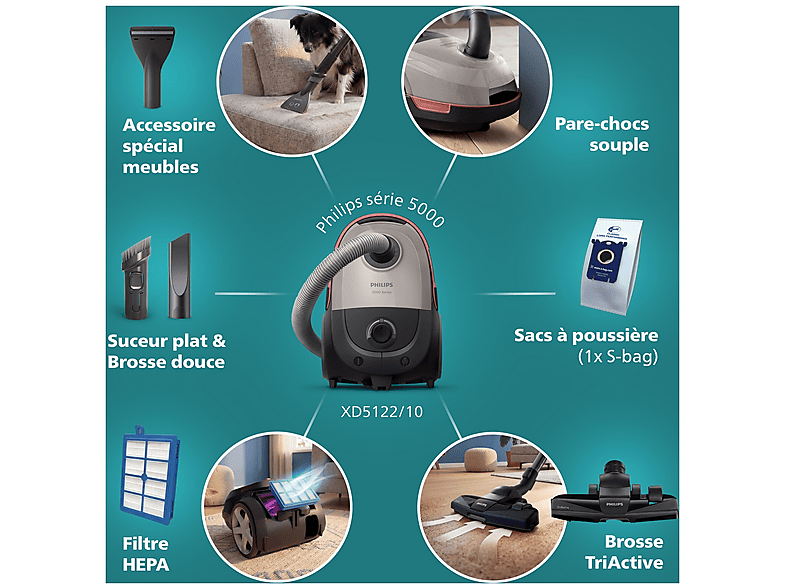 PHILIPS Aspirateur (XD5122/10)